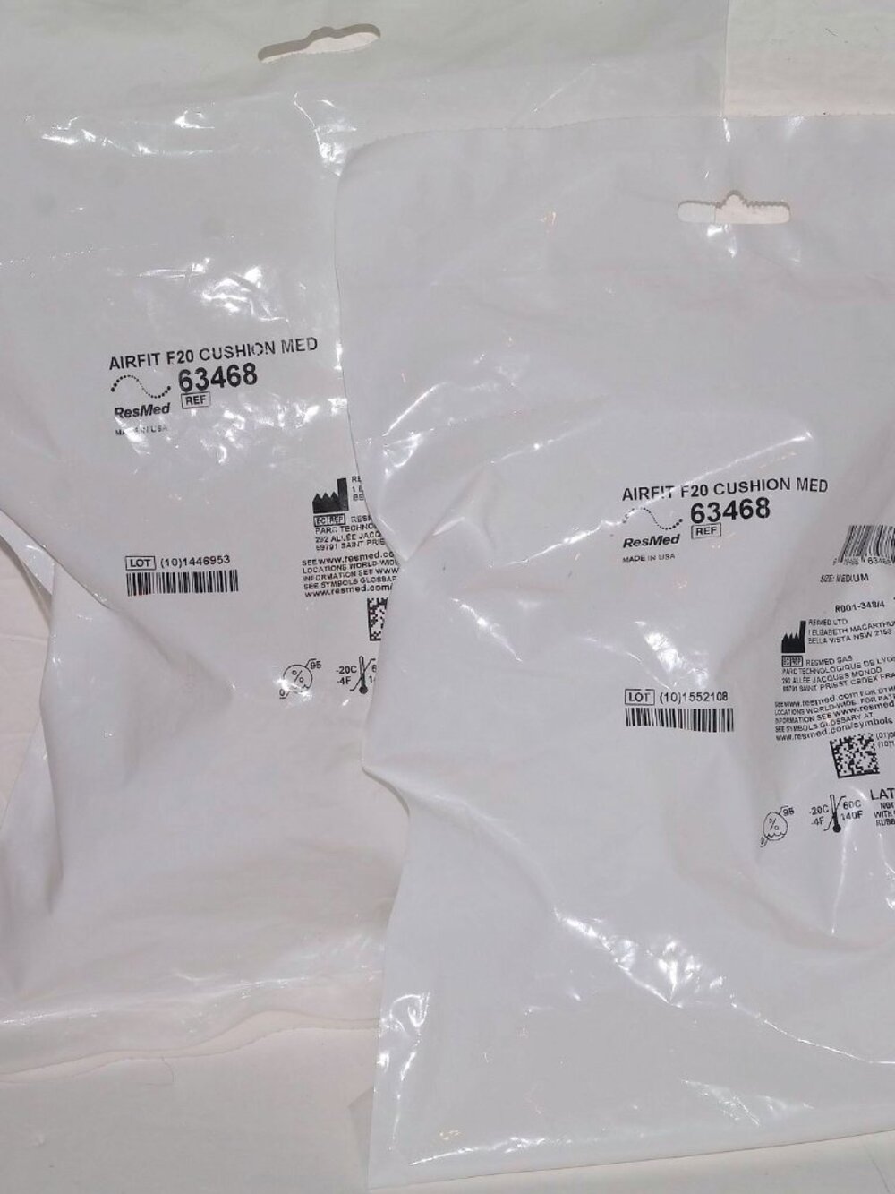 ResMed 63468 Airfit F20 Size M Replacement Cushion (LOT OF 2) SEALED NEW